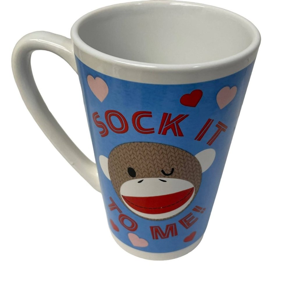 Dan Dee‎ International Cup Mug Sock Monkey Sock It To Me Hearts Tall Latte